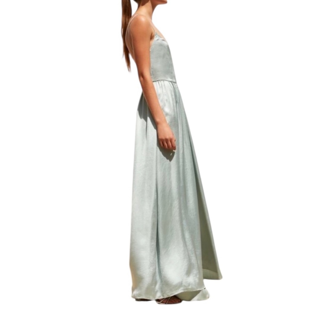 ZARA Women’s Mint Green Wide Leg Satin Jumpsuit ~ Size M - Picture 5 of 15
